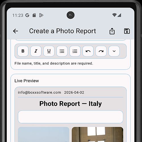 Photo Reports feature